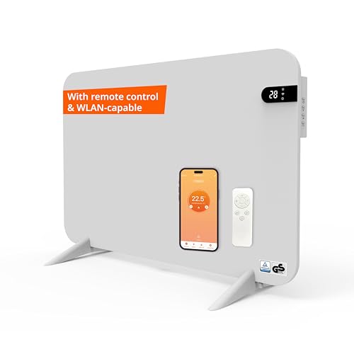 Könighaus 450 W Smart Dual Infrared Heater Wi-Fi App Control with Remote Control Including Towel Holder Feet and Mounting Material Colour: White