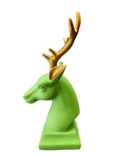 Image of AUGEN Polyresin Green Deer Idol Statue Showpiece for Home Decor Decoration and Gifting (1 Piece,9830E)