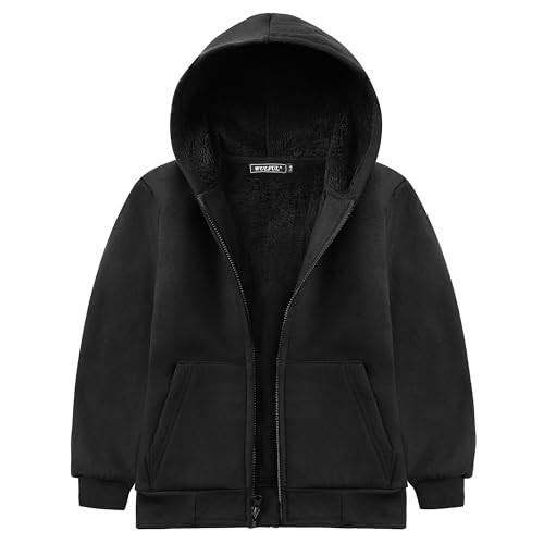 WULFUL Boys Hoodies Fleece Jackets Plaid Winter Coat Warm 5-14 Years