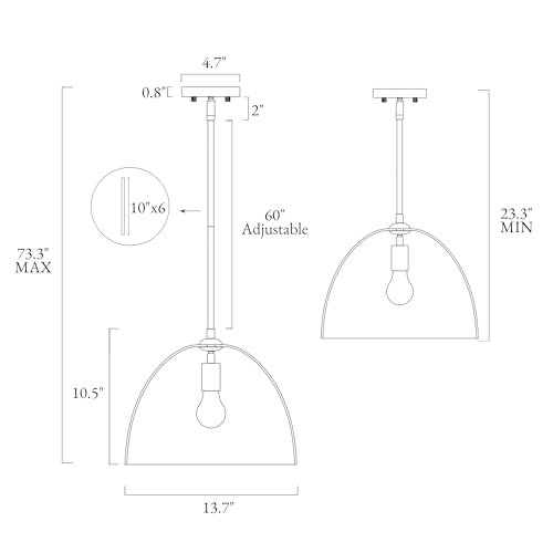 Image of KSANA Gold Glass Pendant Light, Oversized Modern Glass Dome Pendant Lighting for Kitchen Island, Dining Room, Hallway, Foyer, Bedroom
