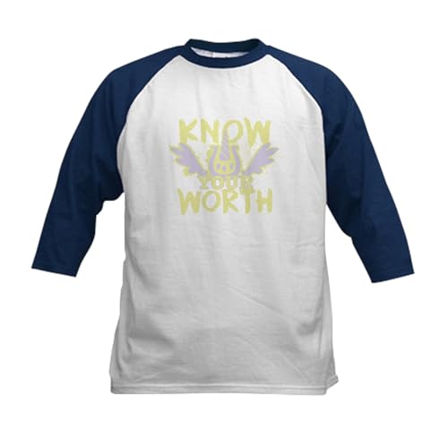 CafePress MLP Know Your Worth Baseball Jersey Kids Cotton Baseball Jersey, 3/4 Raglan Sleeve Shirt Navy/White
