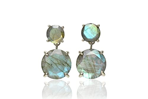 Boucles d'oreilles labradorite bleue multi-pierre pour femme bijou unique