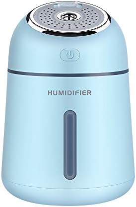 g-JACK Humidifiers,USB Power Supply 330ml Ultrasonic Cool Mist Humidifiers for Bedroom, Portable Mini USB Humidifier, for Desktop Office with Fan, LED Light, Quiet Operation (Blue)