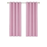 Deconovo Cortinas Dormitorio Moderno Suave Cortina Opaca para Ventanas de Habitación Infantil Niño con Ollaos 2 Paneles 132 x 138 cm Rosa