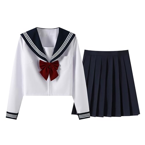 セーラー服 半袖 長袖 リボン 大きいサイズ staggw 制服 コスプレ jk 女子高生 スカート シャツ セット プリーツスカート 学生服 無地 可愛い 学園祭 文化祭 コスチューム レディース 卒業式 パーティー 韓国 仮装 衣装 學院風(#03-ダ