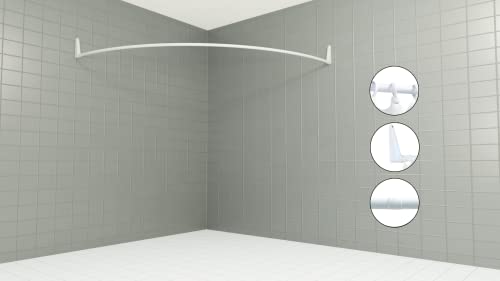 Erica Duschvorhangstange Ecke, 140x140 cm, Duschstange Winkel, Wandmontage für Badewannen, unterstützt ohne Deckenbefestigung, Weiß PVC-freier Kunststoffbeschichtung, 100% Rostfrei Cover