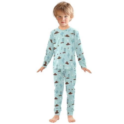 Pajama Sets Long Sleeve Cowboy Hats Cacti Stars Soft Comfy Sleepwear 2 Piece PJS 3-8T2