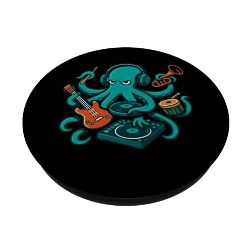 Graphique Pieuvre Amusant Jouant des Instruments de Musique PopSockets PopGrip Adhésif – vue 2