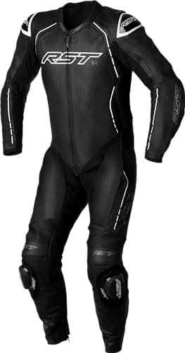 RST S-1 CE Leather Suit (Black/Black/White, Large)