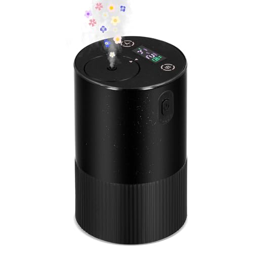Difusor de aceites esenciales sin agua, difusor portátil de aceites esenciales, difusor de aromas de coche recargable por USB con 3 ajustes de temporizador de 1/2/3 horas (Negro)