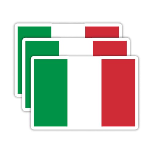 Image of (3PCS) Italy Flag stickers, Countries Flag Stickers - Waterproof Vinyl Decals For Laptops, Tumblers, Water Bottles, Books, Scrapbooks, Size 3 x 2.1 Inch