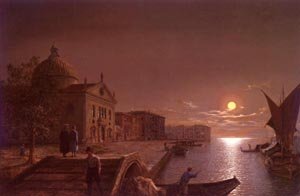 Peinture à l'huile Moonlight in Venice évadez-vous en Italie