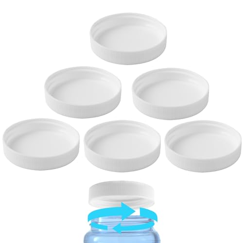 (6-Pack) Calvana 53mm Reusable Water Jug Caps Lids for 3 and 5 Gallon Water Jug Water Bottle Cover Screw Top Compatible with American Maid Plastic Water Bottles and Jugs Ranging PP Material White