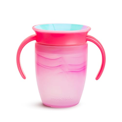 Image of Munchkin® Miracle® 360 Trainer Sippy Cup with Handles, Spill Proof, 7 Ounce, Tropical Swirl, Pink Multi