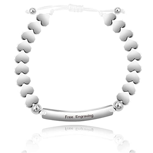 Bracelet de thérapie hématite cœur cordon tressé réglable et personnalisé
