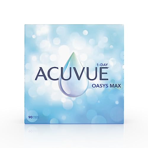Acuvue Oasys Max 1-Day Lentes diarias con tecnología TearStable y filtro de luz OptiBlue, +3.50 dpt, diámetro 14.3 mm, 90 unidades, adición, curva base 8.5 mm, 3.5 dioptría