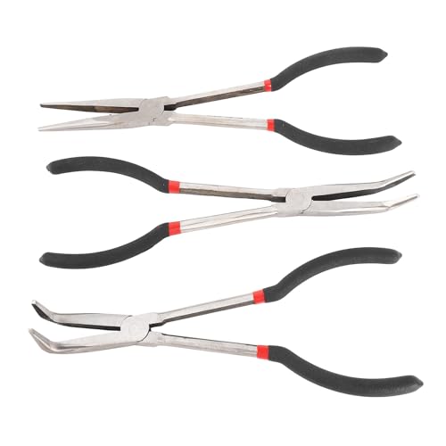 3PCS Needle Nose Pliers 11 Inch Steel Extended Straight 45 Degrees 90 Degrees Long Nose Pliers