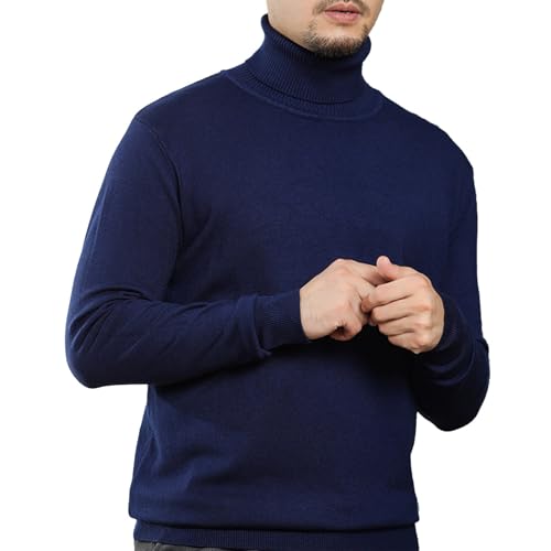 Mens Turtleneck Sweater Wool Fleece Knitted Base Jumper Casual Slim Fit Thermal Winter Homewear Fashion Clothes 2024