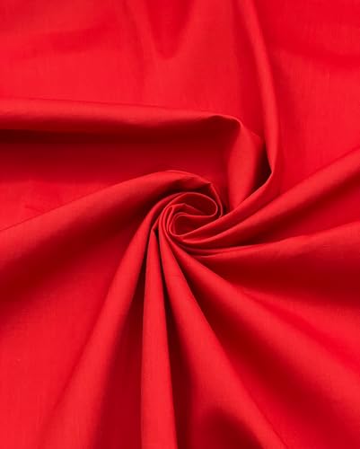 EOVEA - Cotton Polyester Fabric by The Yard  60" Wide Broadcloth Fabric, Soft, Lightweight & Breathable Material for Lining, Curtains, Bedding, Skirts, Sewing Projects (Red,120 Yard)