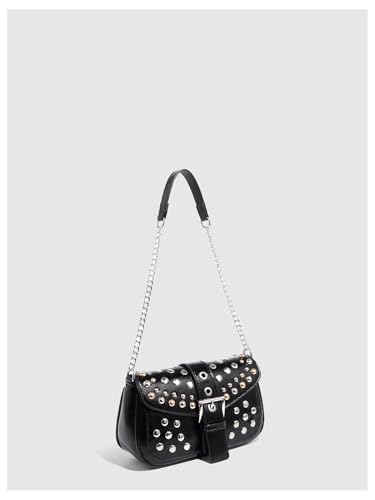 Verdusa Women's Punk Studded Leather Bags Top Handle Buckle Underarm Shoulder Handbags3