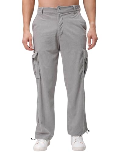 Image of The Indian Garage Co Men Baggy Textured Mid-Rise Cargos