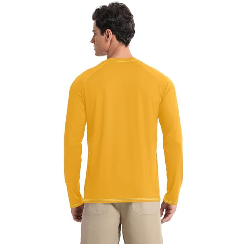 GuoChe Orange Men's UPF 50+ Loose Crew Neck Loose UV Protection Long Sleeve Hiking2