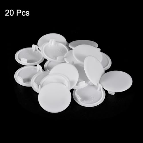 Image of uxcell 20Pcs Hinge Hole Covers, 35mm(1 3 /8 inch) Dia Plastic Concealed Hole Cover Round Flush Type Caps for Furniture Cabinet Cupboard, White