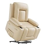 GarveeHome Power Recliner Chair - Heat and Massage, Adjustable Electric Recliner Ergonomic PU Leather Single Sofa, Tall Back, Padded Seat, Lazy Chair for Living Room