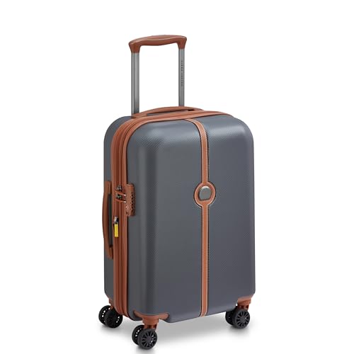 DELSEY PARIS Lucette 55 cms Small Cabin ABS/Polycarbonate Hard Sided 8 Wheels and Expandable Spinner Suitcase/Trolley Bag for Travel with TSA Lock- Anthracite