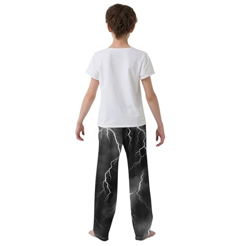 ZZXXB Lightning Print Boys Long Pants Soft Trousers Elastic Waist Kids Lounge Bottoms with Pockets S-XL3