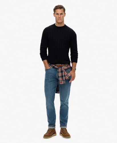 Pull Jacob Cable Superdry Eclipse Navy chaud et épais en taille XL homme