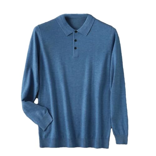 Men's Lapel Merino Wool Pullover Sweater Casual Business Loose Warm Soft Top2