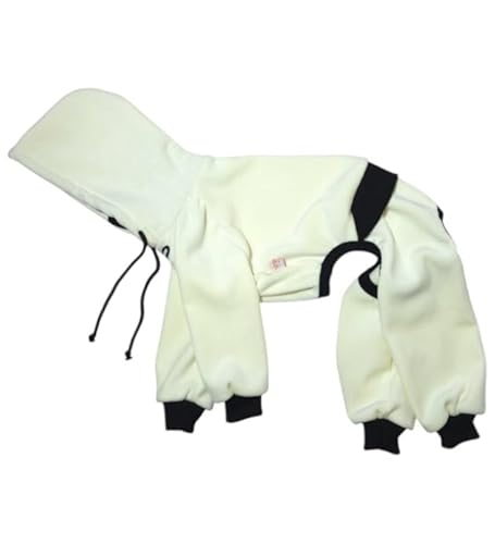 D DOGGY STAR イタグレ服 コーデュロイ パーカー リブ地 ロンパース つなぎ 小型犬 中型犬 大型犬 春 秋 冬服 (アイボリー, 3XL)