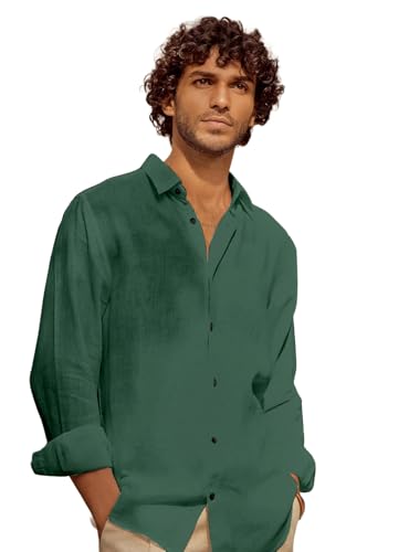 Image of Men's Long Sleeve Linen Shirt, Button Down, Casual Collared, Full Sleeve Shirt
