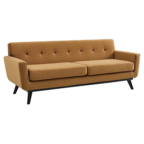 Modway Engage Performance Velvet Sofa with Cognac...