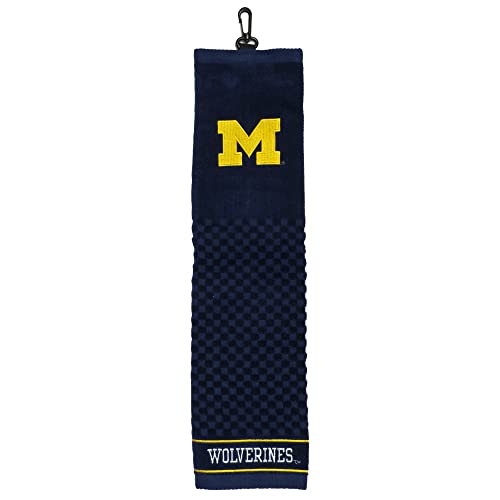 Image of Team Golf NCAA Michigan Wolverines Embroidered Golf Towel, Checkered Scrubber Design, Embroidered Logo (Pack of 6)