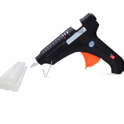 100W High Power Hot Glue Gun Heavy Duty Industrial Glue Gun with 5 Premium Glue Sticks Fast Heating Ergonomic Grip & Safety Power Switch for DIY Crafts Home Repairs Wood and Metal