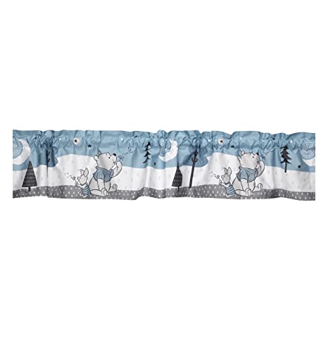 Image of Disney Baby Forever Pooh Blue/White Bear Window Valance by Lambs & Ivy