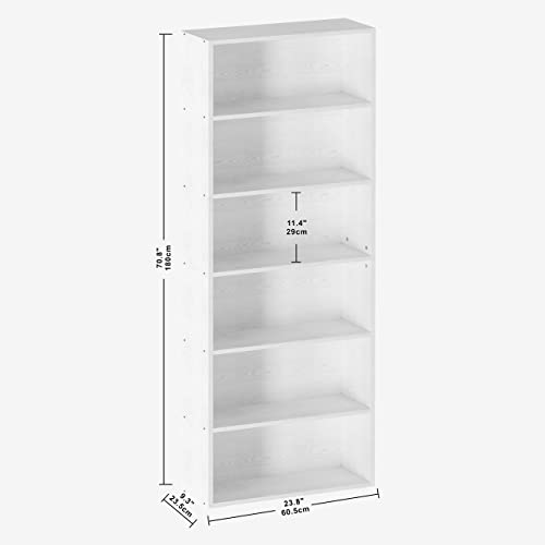 Ironck Bookshelves And Bookcases Floor Standing 6 Tier Display Storage Shelves 70In Tall Bookcase Home Decor Furniture For Home Office, Living Room, Bed Room (Industrial White) #TOP2