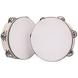 Pandeiro de fileira dupla de 20 cm para adultos pandeiro de madeira