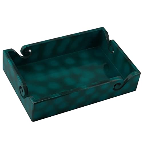 Plateau de rangement décoratif vert en bois antique fait main MDF - 4