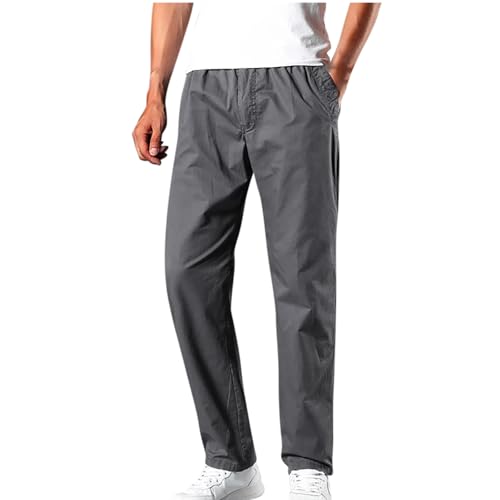 Sweatpants for Men Drawstring Elastic Waist Straight Pants Lightweight Comfy Casual Work Office Pant with Pockets