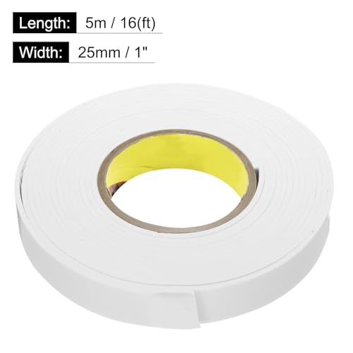 Image of uxcell 2pcs Rolls Single Sided Foam Tape Removeable EVA Sponge Mounting Tape Strong Adhesive Tape Strips(White, 16ft x 1 inch x 1 /8 inch) for Home Paint Wall Hanging Poster Decor