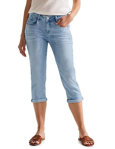 STREET ONE Damen A376645 3/4 Jeanshose, Light Blue Bleached, 29W x 22L