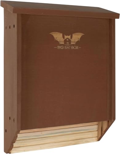 BIGBATBOX Wooden Large Bat House for Outdoors - 2 Chamber, Brown, Fits Up to 75 - Proven Backyard...