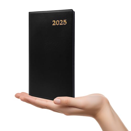 Agenda semanal 2025, formato 10 x 18 cm, suave y elegante, perfecta para organizar citas y trabajo, diario en italiano de enero a diciembre (negro)