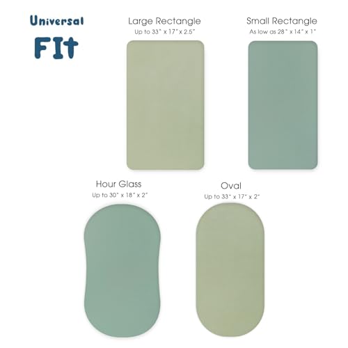 Image of GRSSDER Stretchy Ultra Soft Fitted Bassinet Sheet 2 Pack, Universal Fit for Bassinets Baby Cradle Moses Basket Oval Rectangle Mattress Safe and Snug, Jersey Bassinet Sheets for Girls, Green & Sage