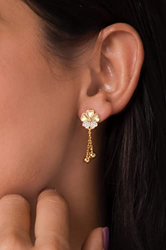 GIVA 925 Silver 18k Gold Plated Clover Dangle Earrings | Gifts for Girlfriend, Gifts for Women & Girls| With Certificate of Authenticity and 925... - Image 3