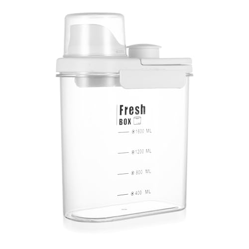 Dispensador de Detergente para Lavadora, 1600 ML Caja de Almacenamiento Hermético con Vaso Medidor, Dosificadora para Detergente en Polvo Líquido Suavizante Dispensador de Detergente para Lavadora, 1600 ML Caja de Almacenamiento Hermético con Vaso Medidor, Dosificadora para Detergente en Polvo Líquido Suavizante