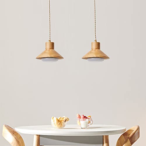 Lámpara colgante E27 de comedor estilo japonés hecha de tronco natural 6